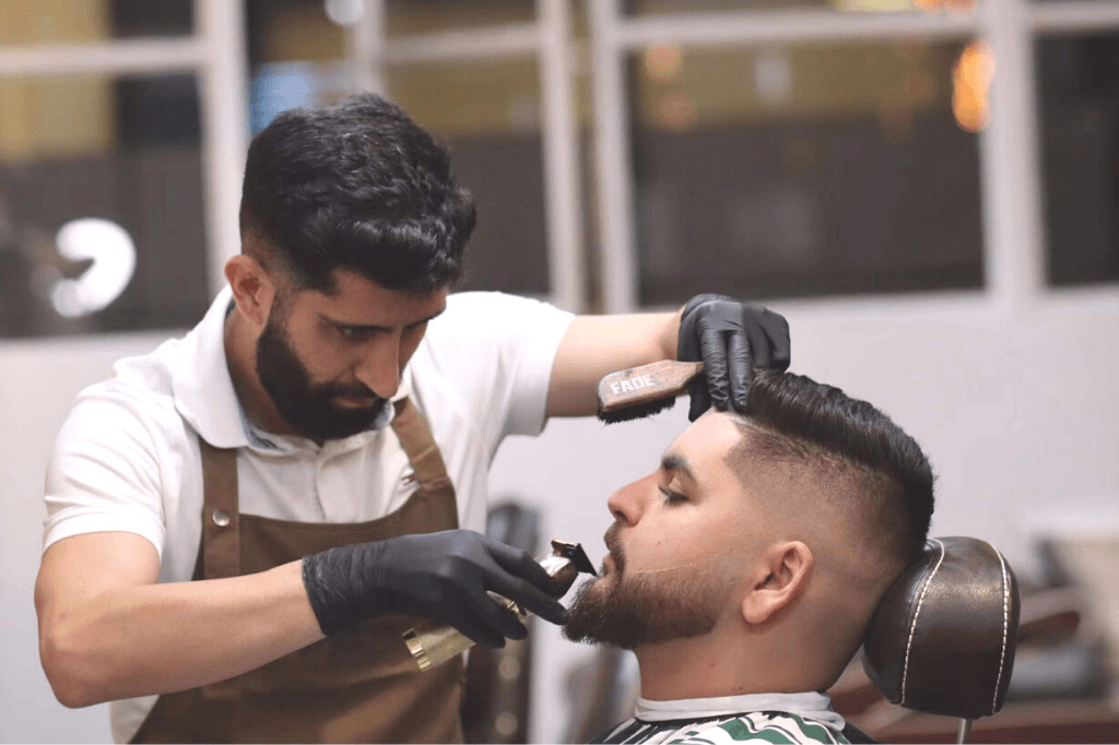 Inside UPTOWN Barbers St James Arcade, Sydney CBD barbershop near Martin Place