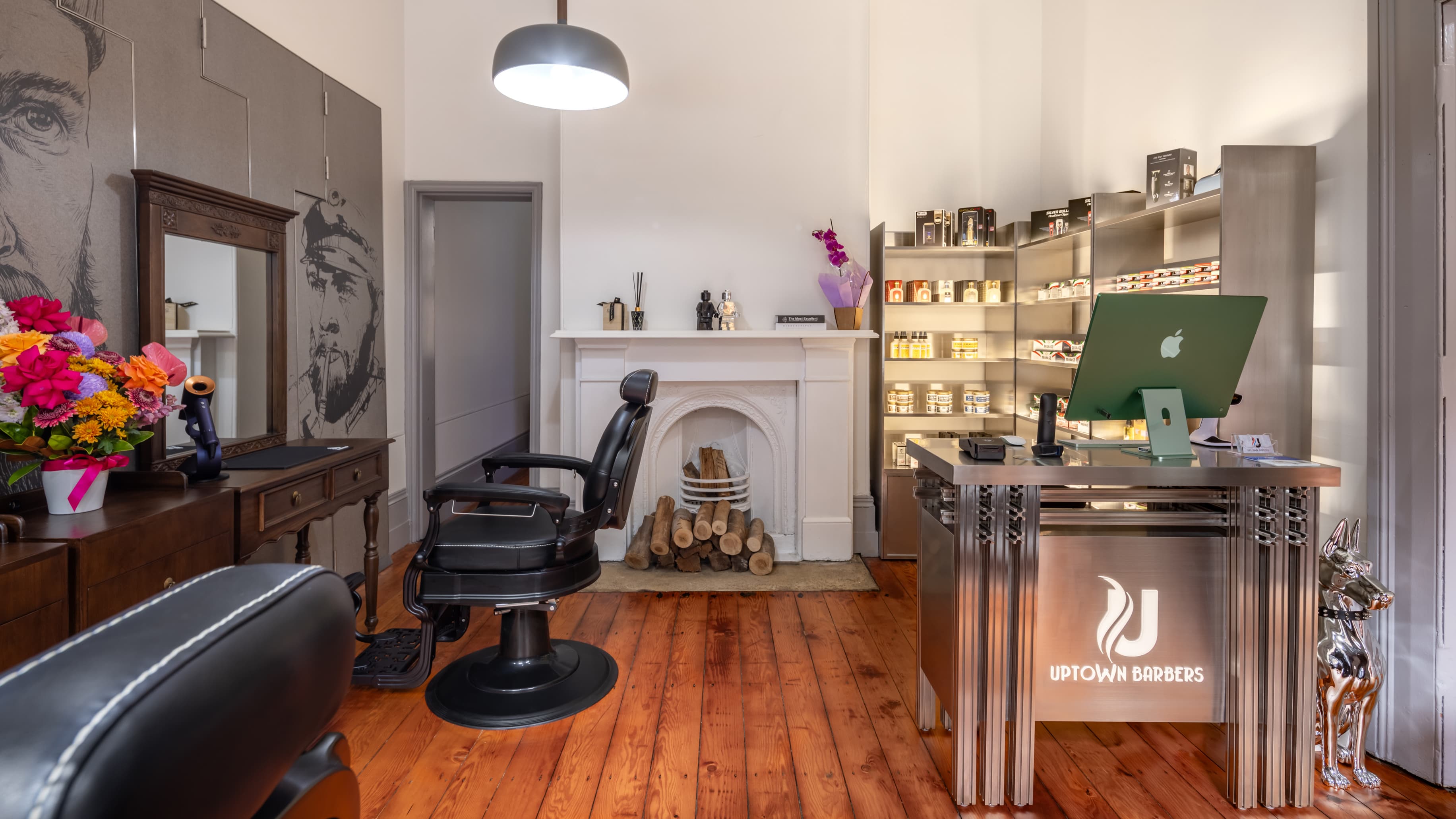 Inside UPTOWN Barbers The Rocks, Sydney's original barbershop near Circular Quay